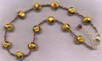 Round 14mm Gold Bead Necklace with Dots of Red-Topaz-Amber